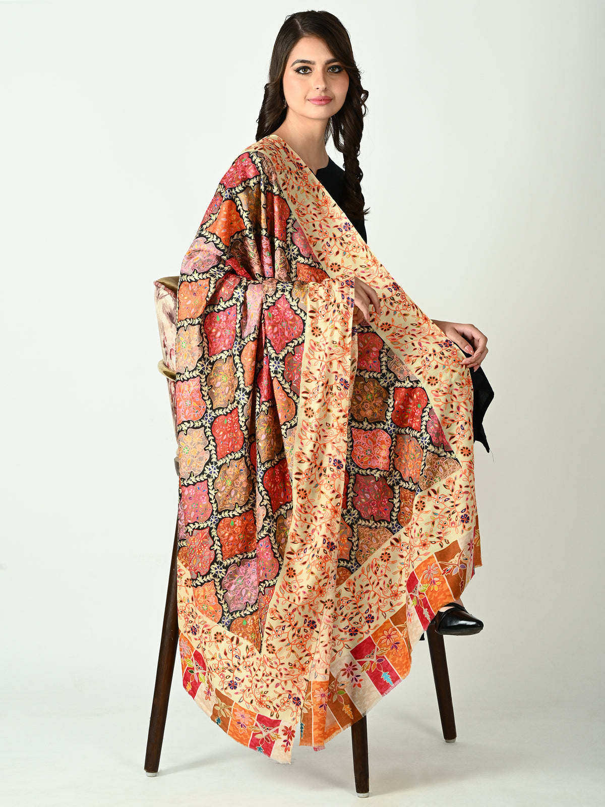Crimson Chronicle Kalamkari Shawl