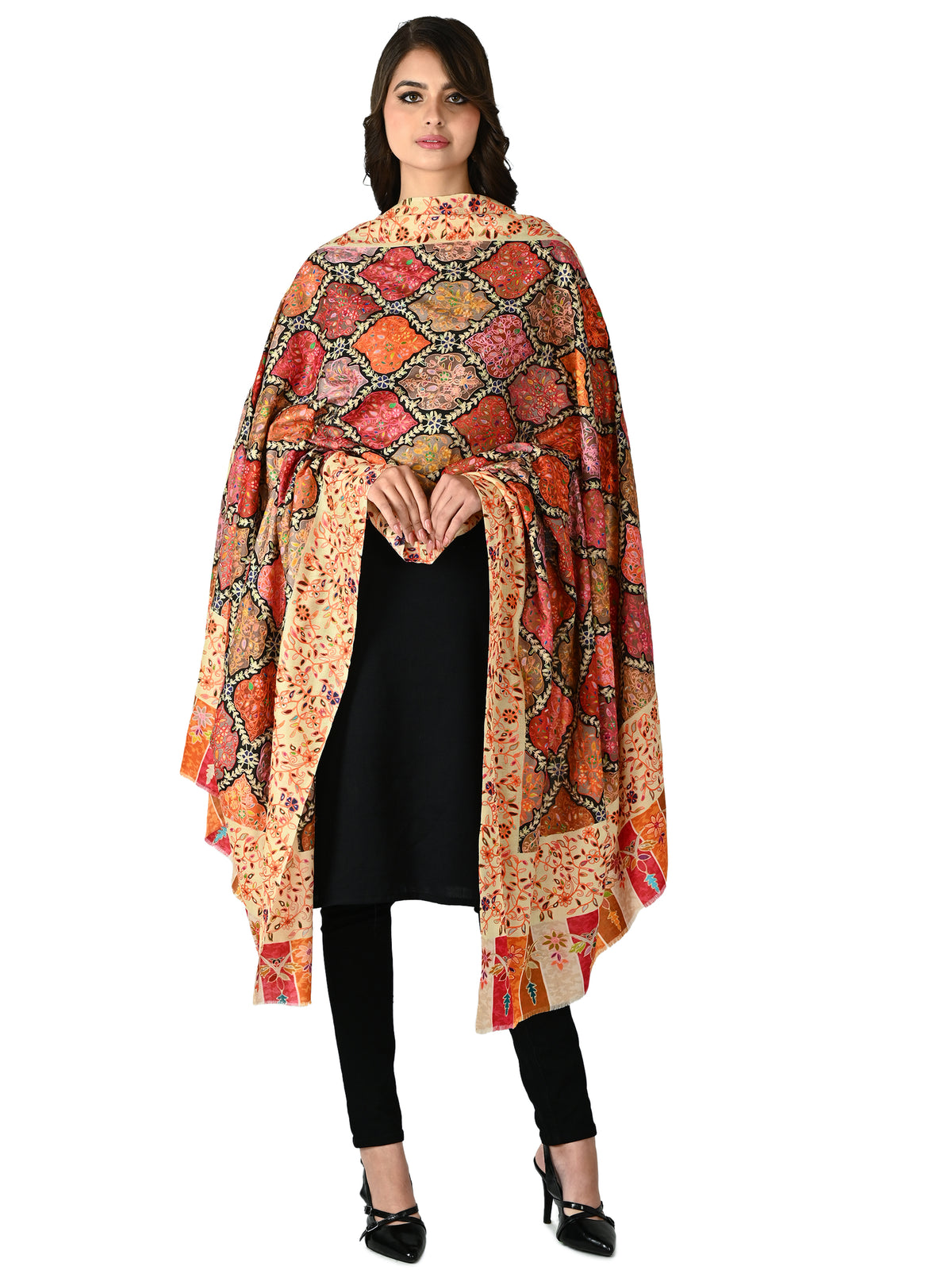 Crimson Chronicle Kalamkari Shawl