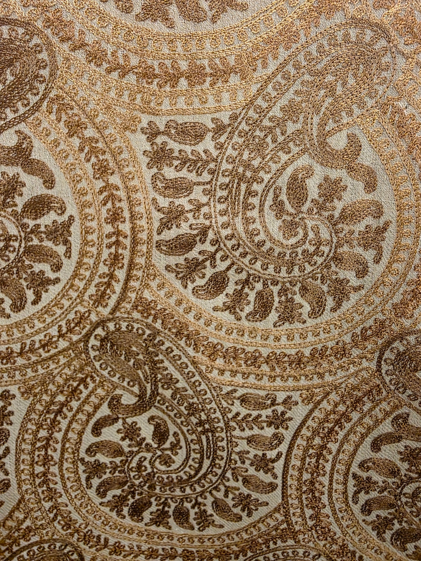 White Paisley Sozni Stole