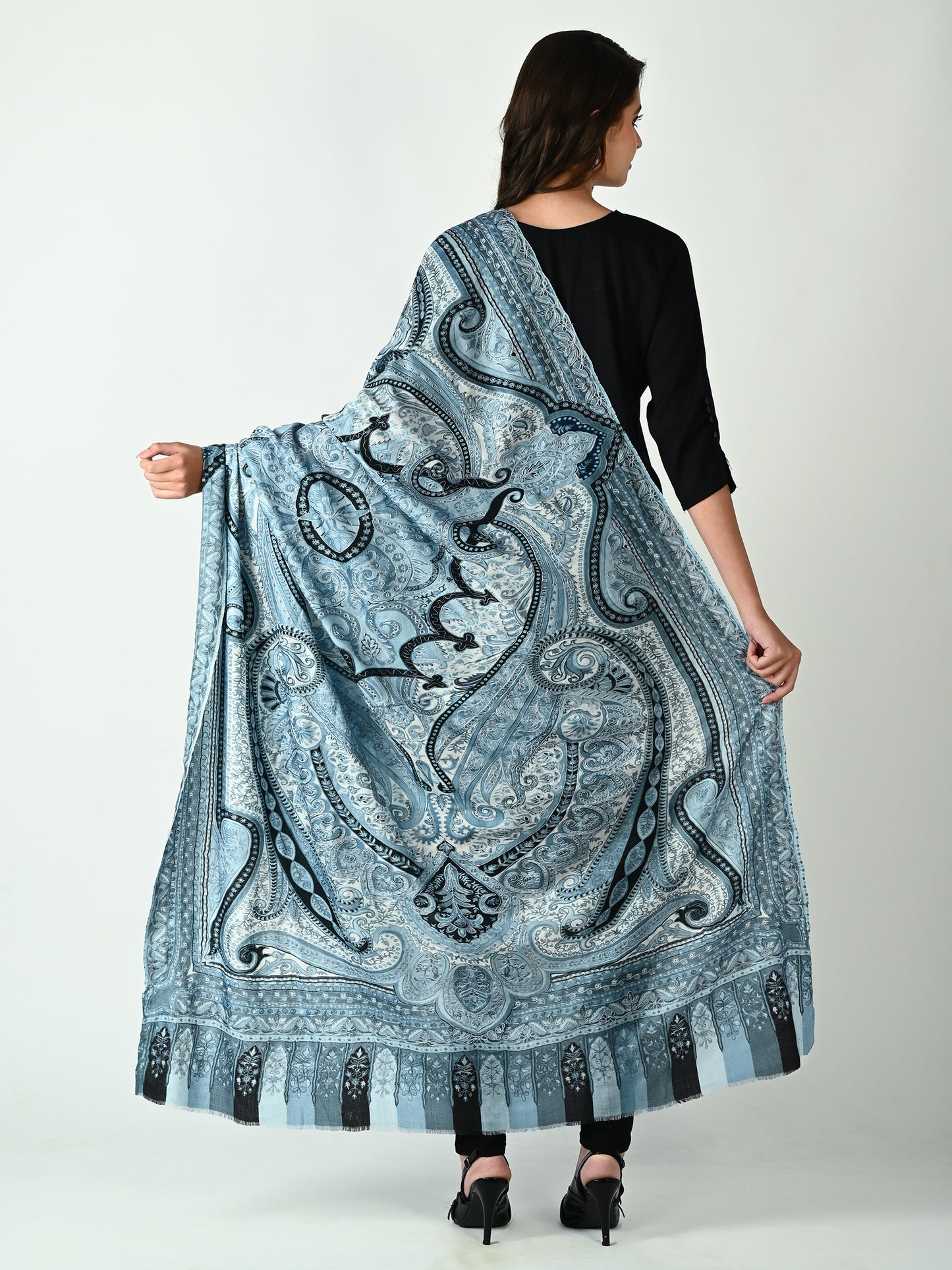 چاند گرہن کا پردہ قلم کاری شال