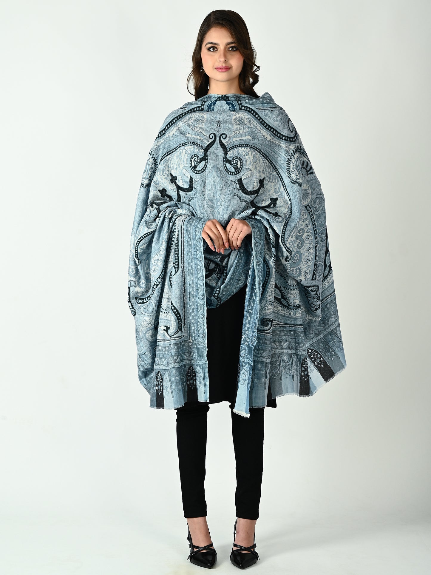 چاند گرہن کا پردہ قلم کاری شال