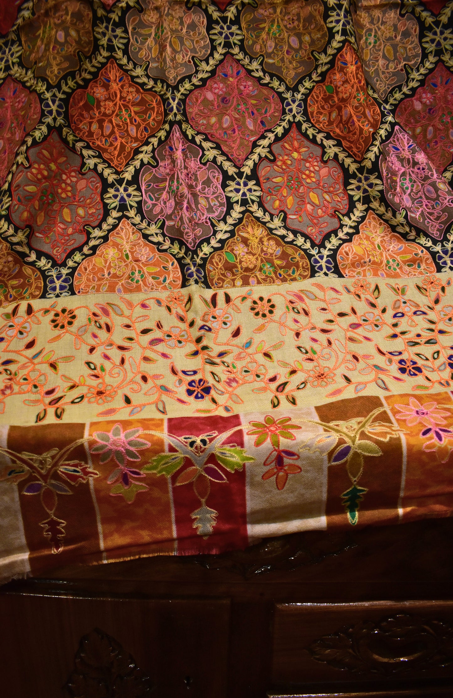 Crimson Chronicle Kalamkari Shawl