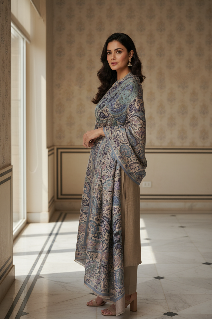 Lunar Veil Kalamkari Shawl