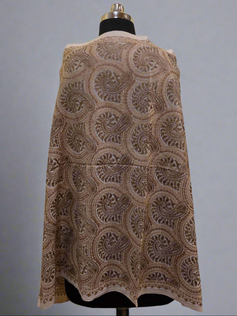White Paisley Sozni Stole
