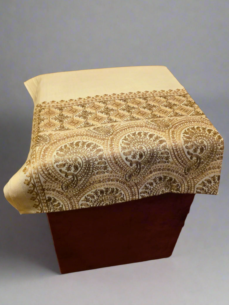 White Paisley Sozni Stole