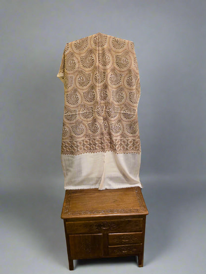 White Paisley Sozni Stole